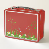 秋2024コレクションRed blk/wht dog and grass メタルランチボックス (裏面)