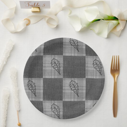 秋4コーナーズグレートーンディナープレート ペーパープレート (ウェディング)