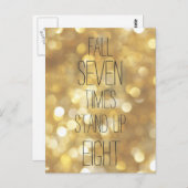 秋7回スタンドアップ8 -金ゴールド感動的引用文 ポストカード (正面/裏面)