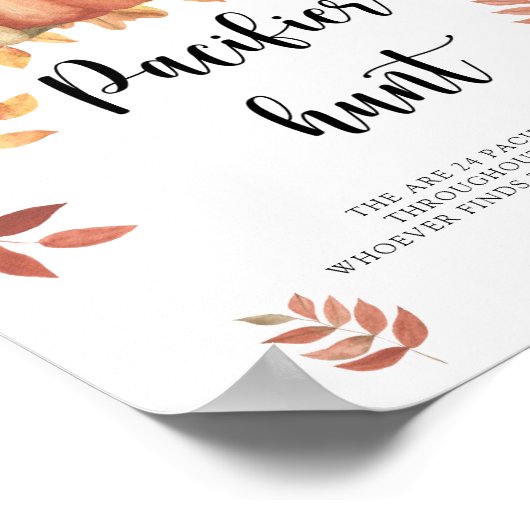 秋 – おしゃぶり狩りベビーシャワーゲームポスター ポスター (角)