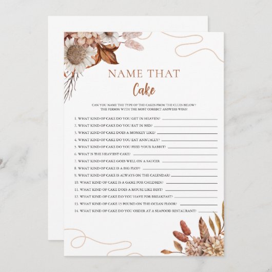 秋 | そのケーキの名前ブライダルシャワーゲーム (正面/裏面)