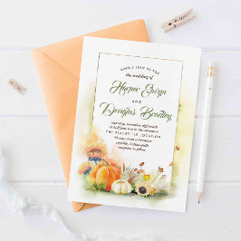秋 |ひまわりカボチャ結婚の収穫 招待状