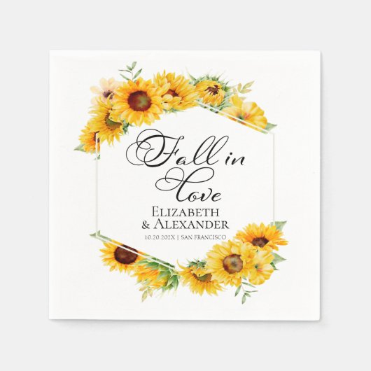 秋 | ひまわりフローラ結婚写真 スタンダードカクテルナプキン (正面)