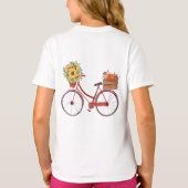 秋。ひまわり素朴付き自転車 Tシャツ (裏面)