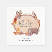 秋・イン・ラブ・ウッドランド・アニマルズ素朴・ベビーシャワー スタンダードカクテルナプキン (正面)