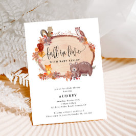 秋・イン・ラブ・ウッドランド・アニマルズ素朴・ベビーシャワー 招待状