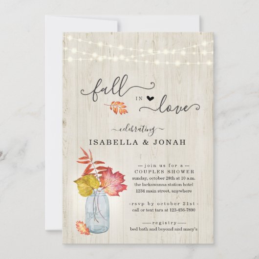 秋・イン・ラブ・カップル/ブライダル・シャワー 招待状 (正面)