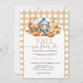 秋・イン・ラブ・ボーイ・ベア・イン・ザ・バスケット・ベビーシャワー 招待状 (正面)