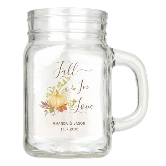 秋・イン・ラブ |水彩かぼちゃの結婚式の引き出物 メイソンジャー (正面)