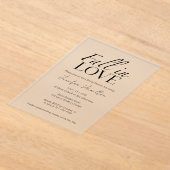 秋・イン・ラブ | 白黒ブライダルシャワー アクリル招待状 (レイダウン)