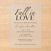 秋・イン・ラブ | 白黒ブライダルシャワー アクリル招待状 (正面)