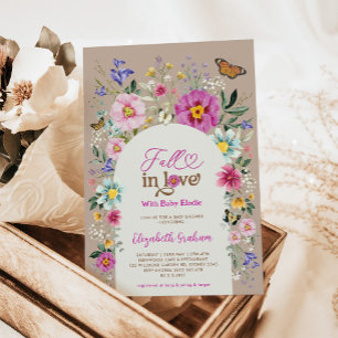秋・イン・ラブ Boho Wildflower Girl Baby Shower 招待状