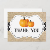 秋 オレンジ 黒と白の麻布 サンキューカード (正面/裏面)