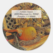 秋/カボチャ&ビタースウィートつる植物/封筒用シール ラウンドシール (正面)