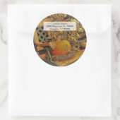 秋/カボチャ&ビタースウィートつる植物/封筒用シール ラウンドシール (バッグ)