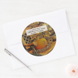 秋/カボチャ&ビタースウィートつる植物/封筒用シール ラウンドシール