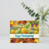 秋&カラフルパンプキンズハッピーサンクスギビング シーズンポストカード (スタンド正面)
