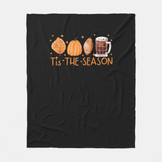 秋 コーヒー かわいい ラバー ハロウィン カボチャ ラテ ドリ フリースブランケット (正面)