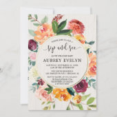 秋·サイプ·アンド·シー·バーガンディ·フローラ·ミート·グリート·ベビー 招待状 (正面)