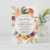 秋·サイプ·アンド·シー·バーガンディ·フローラ·ミート·グリート·ベビー 招待状 (スタンド正面)