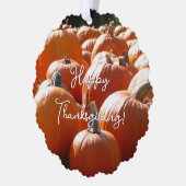 秋、ハロウィーン、感謝祭のカボチャの写真 オーナメントカード (左)