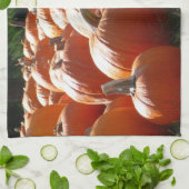 秋、ハロウィーン、感謝祭のカボチャの写真 キッチンタオル (折り畳み)