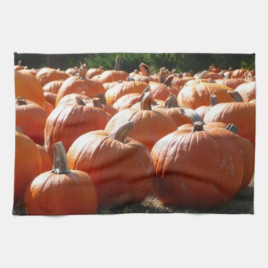 秋、ハロウィーン、感謝祭のカボチャの写真 キッチンタオル (横)