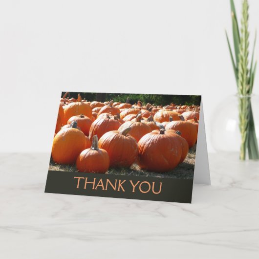 秋、ハロウィーン、感謝祭のカボチャの写真 サンキューカード (正面)