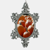 秋、ハロウィーン、感謝祭のカボチャの写真 スノーフレークピューターオーナメント (左)