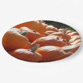 秋、ハロウィーン、感謝祭のカボチャの写真 ペーパープレート (アングル)