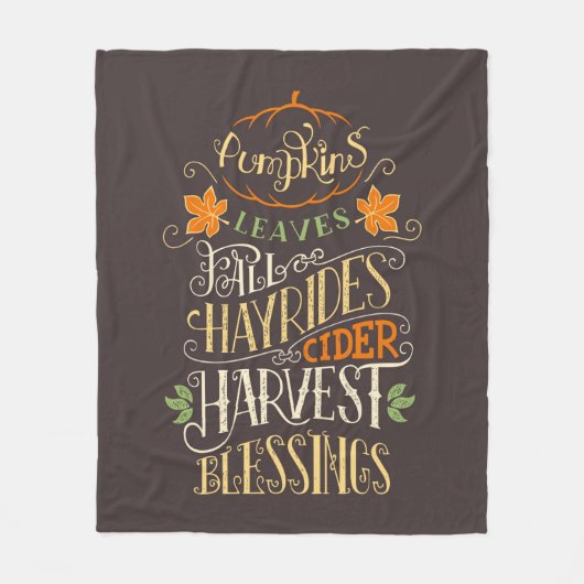 秋&ハーベスト恵み フリースブランケット (正面)