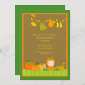 秋·パンプキン·ガール·バースデー·パーティーの招待 招待状 (正面/裏面)