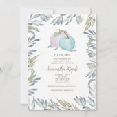 秋・ベビー・シャワー・ジェンダー・リビール・カボチャ 招待状 (正面)