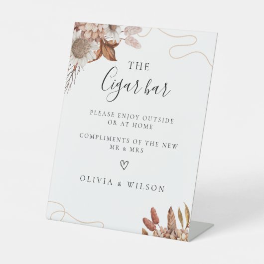 秋 | ボホフラワーズ結婚シガーバーサイン 台座サイン (正面)