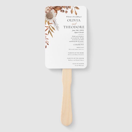 秋 | ボホフラワーズ結婚式 プログラム ハンドファン (正面)
