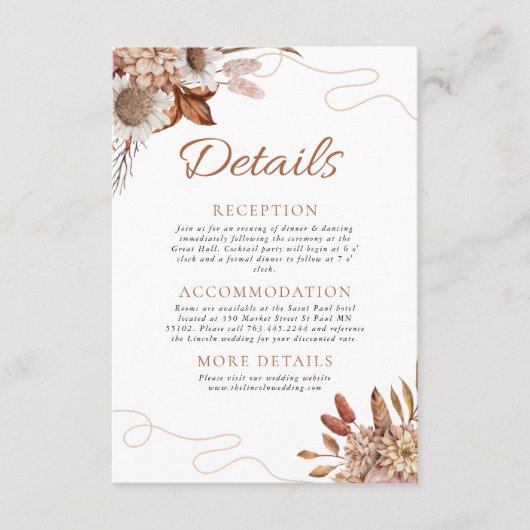 秋 | ボホフラワー結婚ズ詳細 エンクロージャーカード (正面)