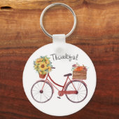 秋。ヴィンテージカボチャ付き自転車，ひまわり キーホルダー (正面)