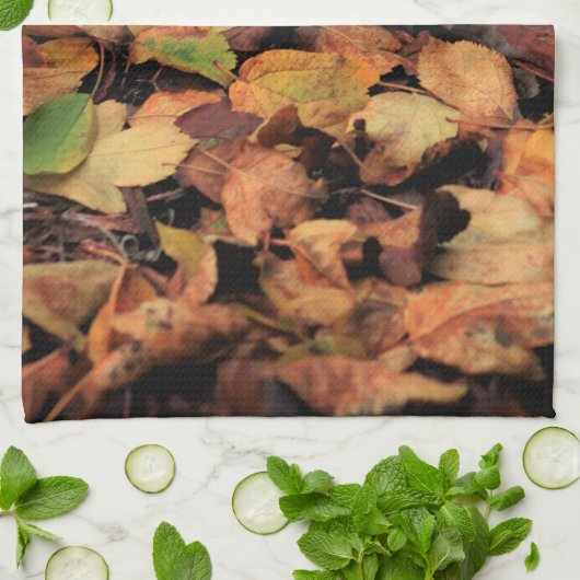 秋，乾いた葉 キッチンタオル (折り畳み)