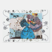 秋、冬の春アールデコ女性美しいファッション ラッピングペーパーシート (正面3)