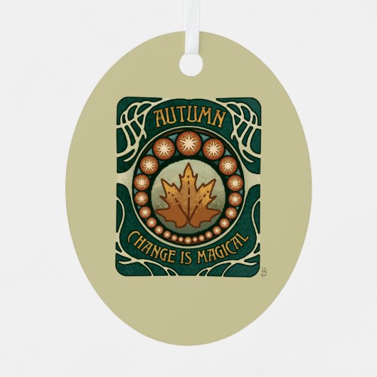 秋、変更は魔法ヴィンテージスタイルオーナメント メタルオーナメント (正面)