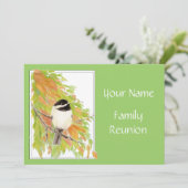 秋、家族懇親会招待状、自然、鳥 招待状 (スタンド正面)