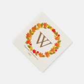 秋、感謝祭モノグラム スタンダードカクテルナプキン (角)