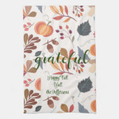 秋"感謝"幸せな秋すべて キッチンタオル (縦)