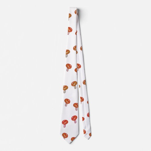 秋、森のキノコのスケッチパターンタイ ネクタイ (正面)