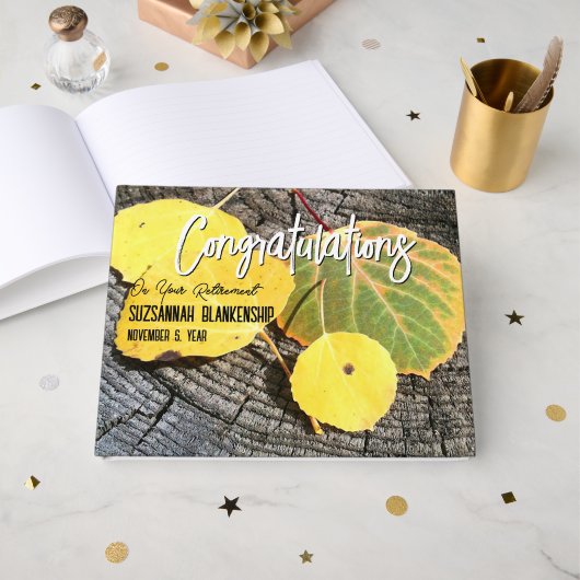 秋《植物》アスペン離れ写真退職メッセージ ゲストブック (正面見開き)