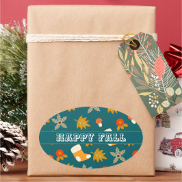 秋 楕円形シール