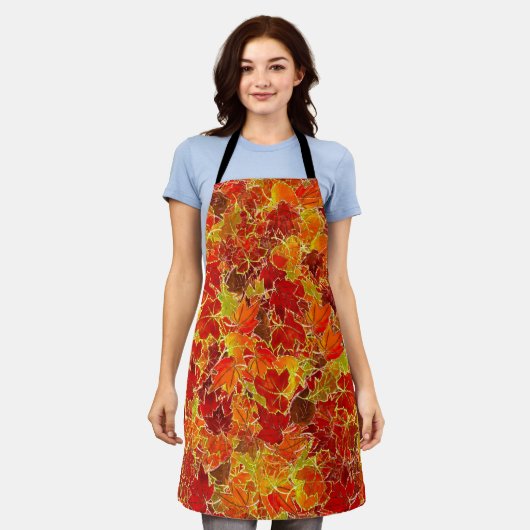 秋/秋のきらきらし葉いカエデの エプロン (着用した状態)
