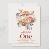 秋/秋のキノコ樹林動物1歳 招待状 (正面)