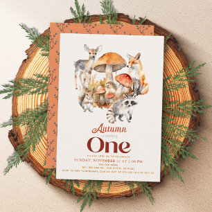 秋/秋のキノコ樹林動物1歳 招待状
