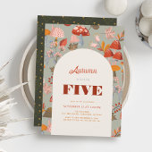 秋/秋のキノコ&ワイルドフラワーセージ誕生日 招待状